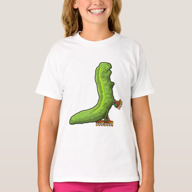 Vattenpelare som infogad skater med textbundna ska t shirt (Framsida)