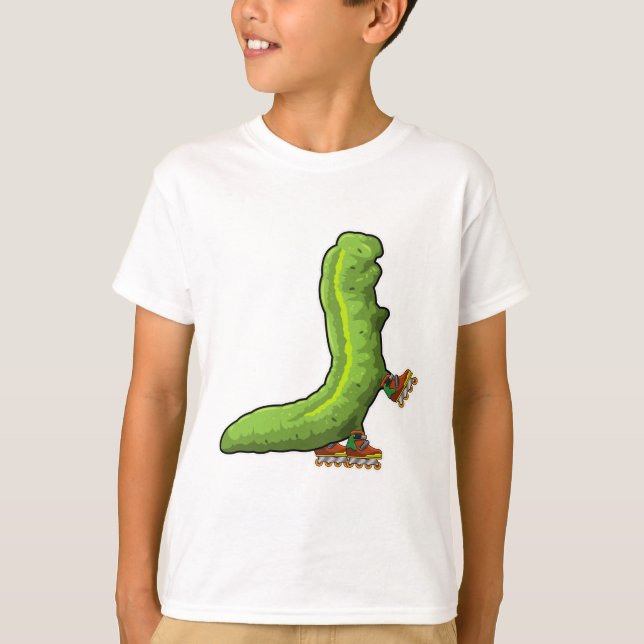 Vattenpelare som infogad skater med textbundna ska t shirt (Framsida)
