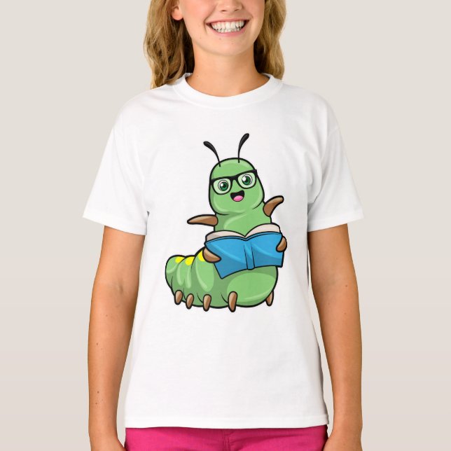 Vattenpelare som Nerd med Bok och glasögon T Shirt (Framsida)