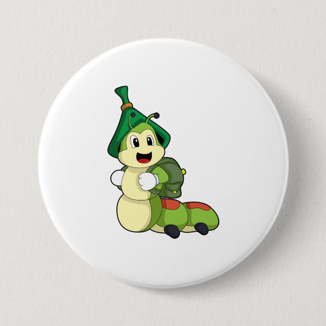 Vattenpelare som Student med ryggsäck Knapp (Framsida)