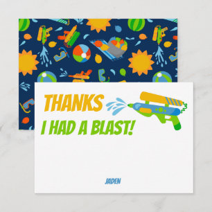 Vattenpistol Strid Pool Party Barn Sommar Födelsed Tack Kort