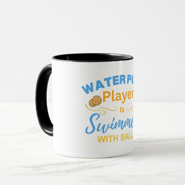Vattenpolo-spelare Är Simmare Med Bollar Mugg (Framsida vänster)