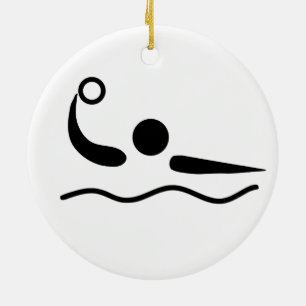 VattenPoloWaterpolo Pictogram Julgransprydnad Keramik