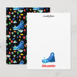 Vattenrutschbana Barn Sommar Plaskfest Födelsedag Anteckningskort