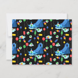 Vattenrutschbana Barn Sommar Pojke Flicka Kul Vykort