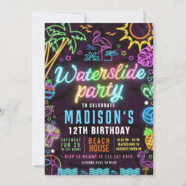 Vattenrutschbana Glow Party Redigerbar Inbjudan