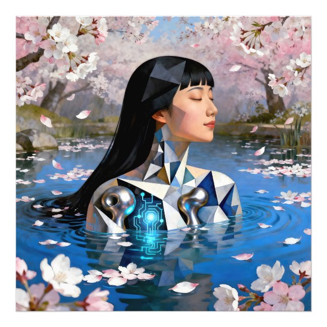 "Vatten's Digital Dream" - Ett digitalt Porträtt Fototryck (Framsidan)