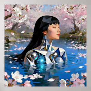 "Vatten's Digital Dream" - Ett digitalt Porträtt Poster