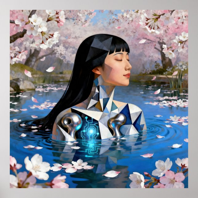 "Vatten's Digital Dream" - Ett digitalt Porträtt Poster (Framsidan)