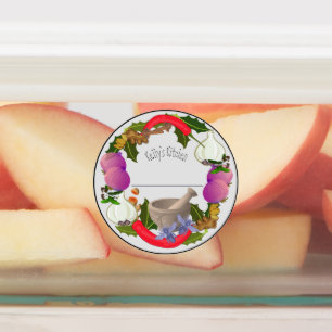 Vattensäker etikett i medelstor cirkel med grönsak