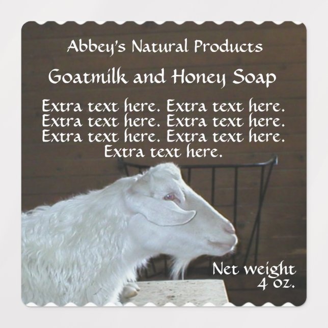 Vattensäker Goat Mjölk Soap-etikett Klistermärke (Design 3)