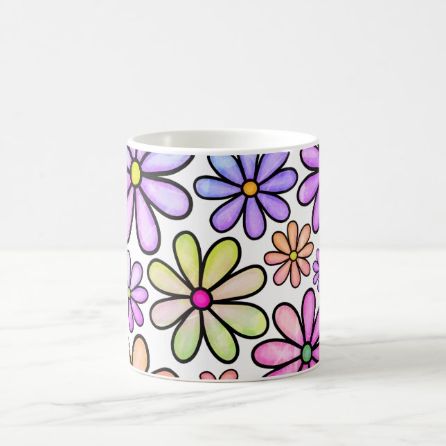 Vattensäkra blommor: Elegant Mugg, blommande Stil Kaffemugg (Center)