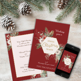 Vattensfärg Botaniskt julnamn Rött Julkort