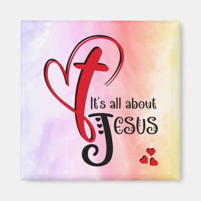 Vattensfärg DET HANDLAR OM JESUS Christian Magnet (Framsidan)