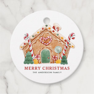Vattensfärg Festive Gingerbröd - jul Gåvor Etiketter