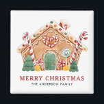 Vattensfärg Festive Gingerbröd - jul Magnet<br><div class="desc">God jul | Anpassadets helgdag magnet. Den har en vattenfärg mönster i ett giftigt gingerbrödhus med polkagrisar,  pepparfärger och maträtter. Anpassa genom att lägga till information. Den här anpassningsbarna är perfekten som en personlig gåva. Matchande objekt är tillgängliga.</div>