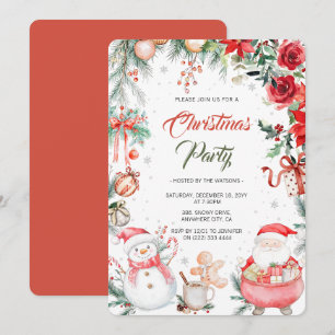 Vattensfärg Festive Modern jul Party Inbjudningar
