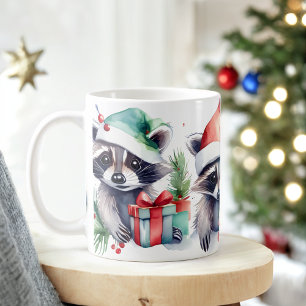 Vattensfärg Festive Raccoons jul Mugg