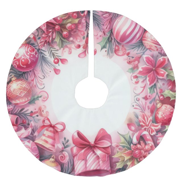 Vattensfärg, Helgdag Julgransmatta Borstad Polyester (Framsidan)