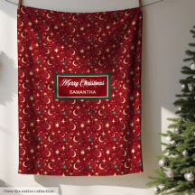 Vattensfärg Jul Festive Himmel Deep Red Blanket