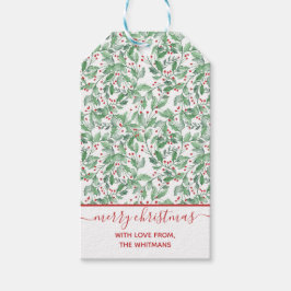 Vattensfärg jul Greenery Presentetikett