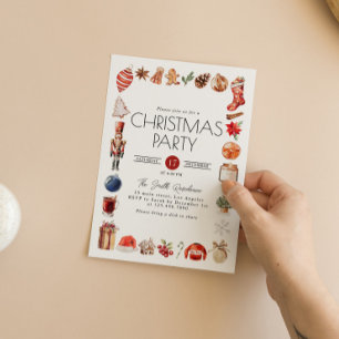 Vattensfärg Jul Inslag Middag Party Inbjudningar