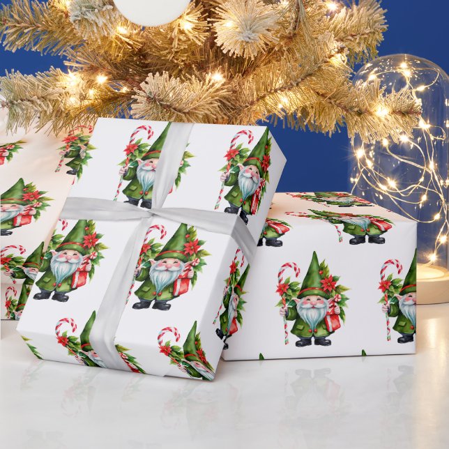 Vattensfärg Julgryn med Candy cane Presentpapper (Helgdagar)