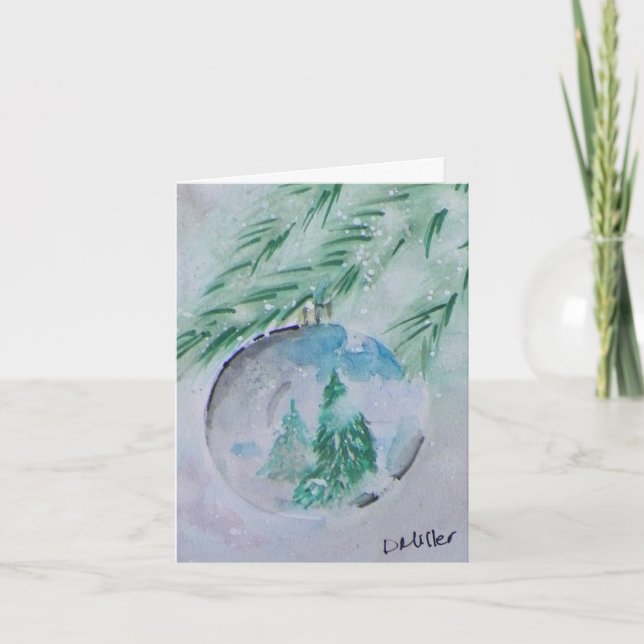 Vattensfärg, julkort Boll Tack Kort (Framsida)