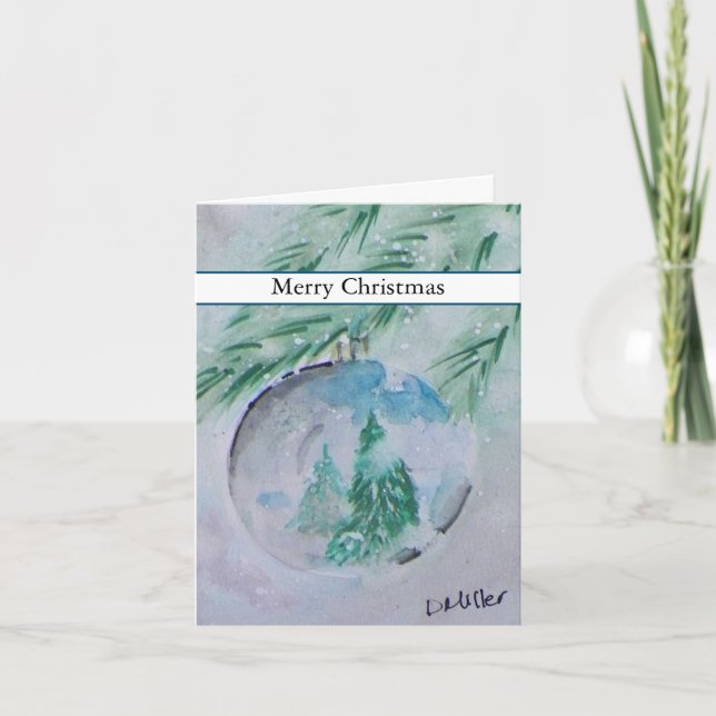 Vattensfärg, julkort Boll Tack Kort (Framsida)