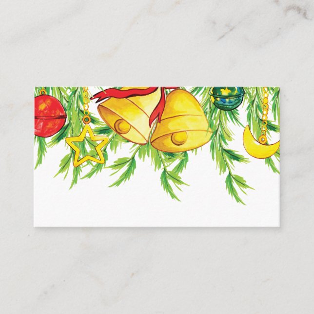 Vattensfärg Julprydnadsföremål | Helgdag Placeringskort (Framsida)