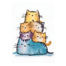 Vattensfärg Katter, digital målning