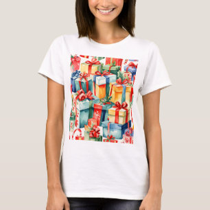 Vattensfärg Mönster i färgade julklappar T Shirt