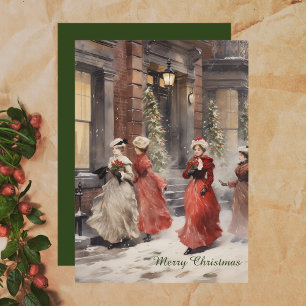 Vattensfärg Victorian Era-Helgdag-kort Julkort