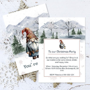 Vattensfärg Vinterjultomens Gnome Julfest Inbjudningar