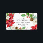 Vattensfärgad Blommigt Juldag Blommigt i Foliage Adressetikett<br><div class="desc">Adressetiketter med julkort,  större storlek som passar bäst för dekorationen på kortet. Hand målade vattenfärg traditionell blommigt och löv för ett tidlöst,  klassiskt men modernt stil. Copyright,  Audrey Jeanne Roberts,  alla höger förbehållna.</div>