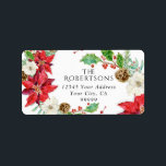 Vattensfärgad Blommigt Juldag Blommigt i Foliage Adressetikett<br><div class="desc">Adressetiketter med julkort,  större storlek som passar bäst för dekorationen på kortet. Hand målade vattenfärg traditionell blommigt och löv för ett tidlöst,  klassiskt men modernt stil. Copyright,  Audrey Jeanne Roberts,  alla höger förbehållna.</div>