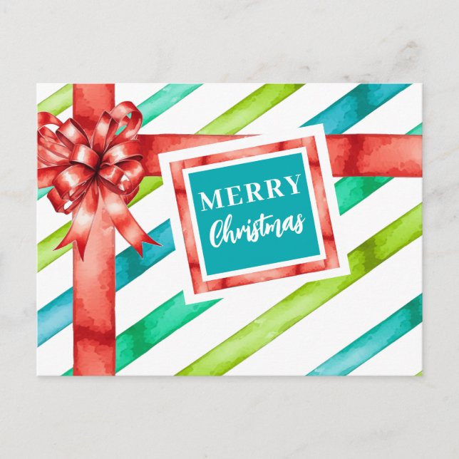 Vattensfärgad jul helg vykort (Framsida)