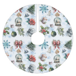 Vattensfärgad jul julgransmatta borstad polyester