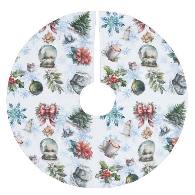 Vattensfärgad jul julgransmatta borstad polyester (Framsidan)