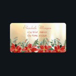 Vattensfärgad jul Poinsettia, Guld Adressetikett<br><div class="desc">Julpoinsettia på glansig guld-bakgrund. En elegant och en sofistikerad design. Anpassa med ditt namn och information om adress.</div>