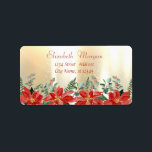 Vattensfärgad jul Poinsettia, Guld Adressetikett<br><div class="desc">Julpoinsettia på glansig guld-bakgrund. En elegant och en sofistikerad design. Anpassa med ditt namn och information om adress.</div>