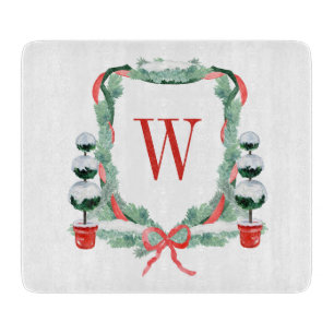 Vattensfärgad jul Topiary Monogram Vapensköld