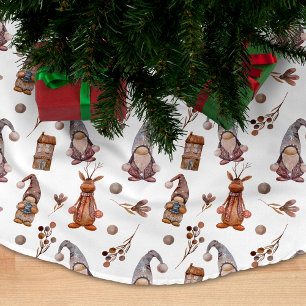 Vattensfärgad julgran Gnomes och Reindeer Mönster Julgransmatta Borstad Polyester
