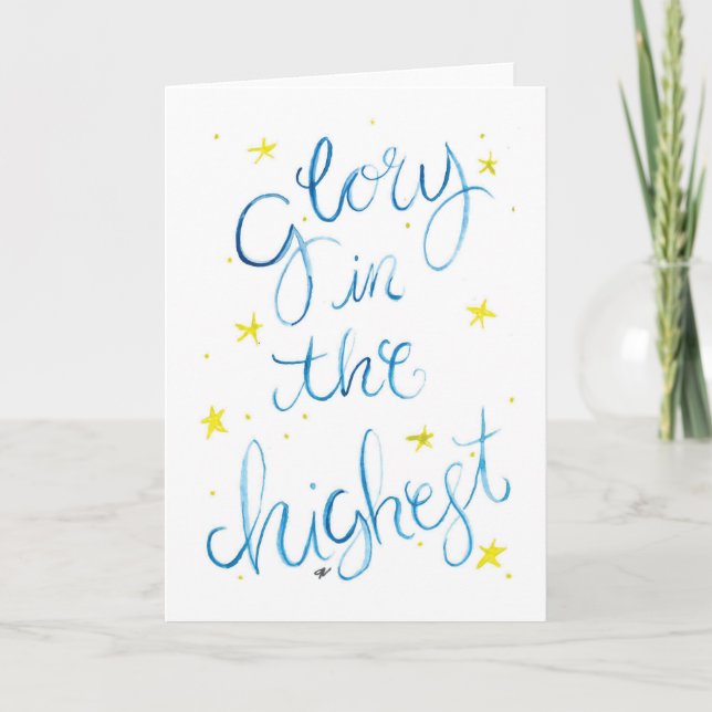 Vattensfärgat julkort, Helgdag Tack Kort (Framsida)