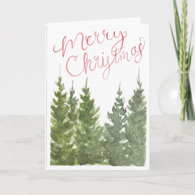 Vattensfärgat julkort, Helgdag Tack Kort (Framsida)