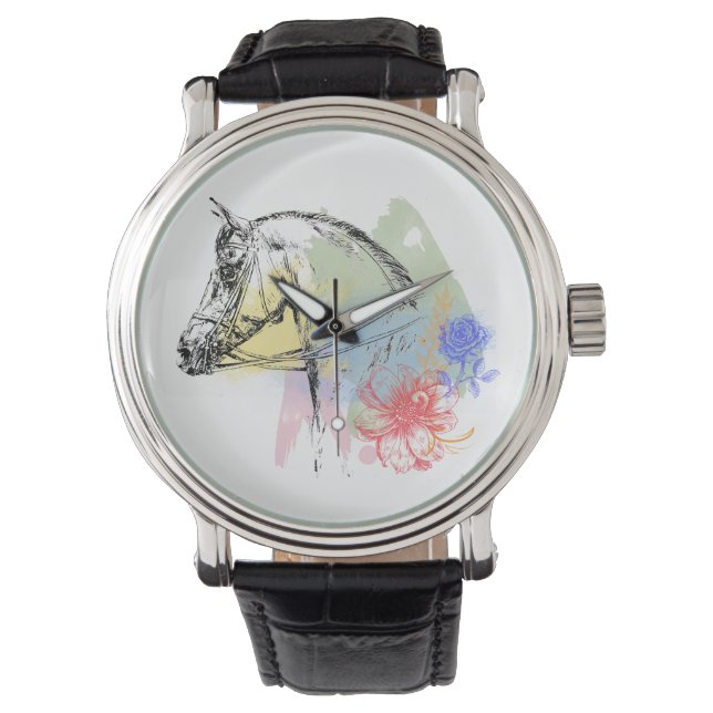 Vattensfärger för Horse Head Armbandsur (Framsida)