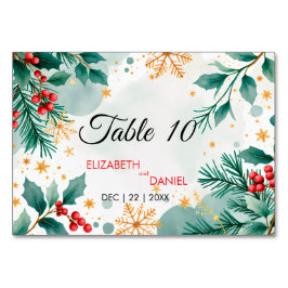 Vattensfärgkort för julgranar - Bordsnumret Holly Bordsnummer
