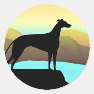 Vattensidan Greyhound Hund Liggande Runt Klistermärke