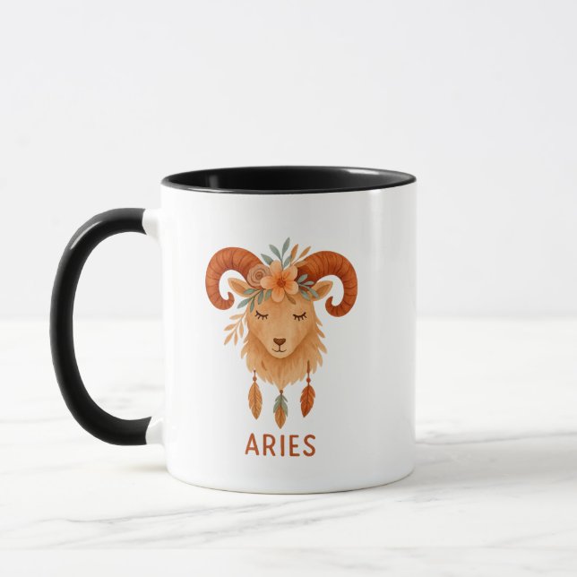 Vattenskål med Aries stjärntecken boho akvarell Mugg (Vänster)