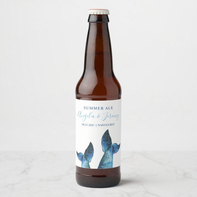 Vattenskärda blåaktiga pratéer ölflaska etikett (Framsida)